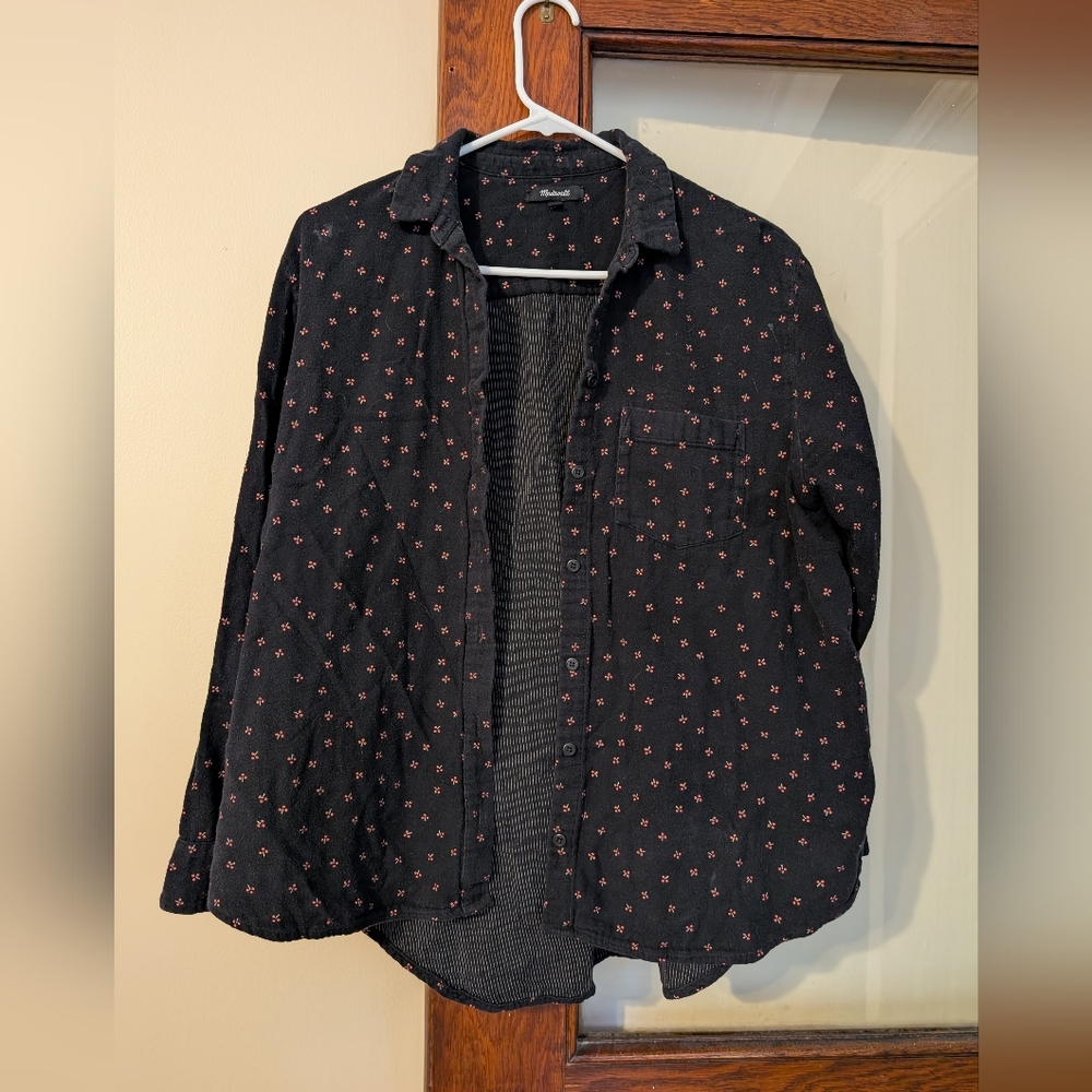 Madewell 100% Cotton Flannel Floral Button Down With Hi-Low Hem